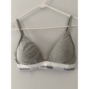 Calvin Klein Womens Modern Cotton Padded Triangle Bra Size Large Gray No Wire